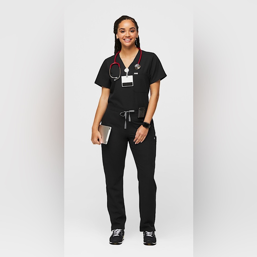 Figs - Waisted Yola Skinny Scrub Pants - Black - 2XL